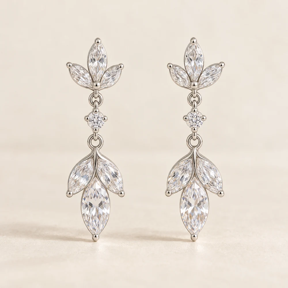 Petal Drop Earrings in Silver