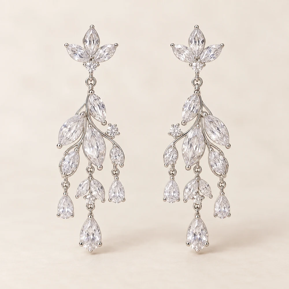 Chandelier Petal Earrings in Silver